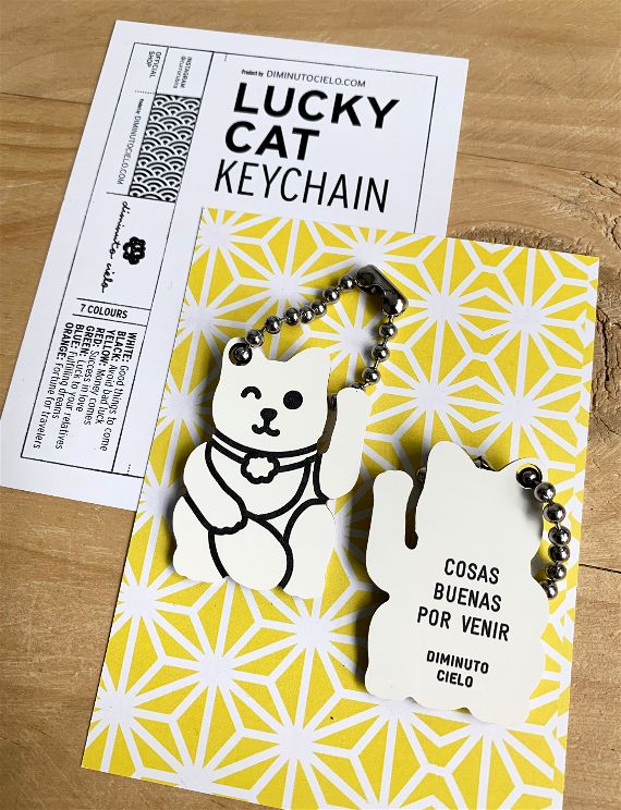 LLAVERO DE LA SUERTE LUCKY CAT BLANCO