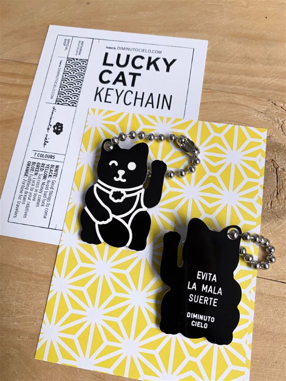 LLAVERO DE LA SUERTE LUCKY CAT NEGRO