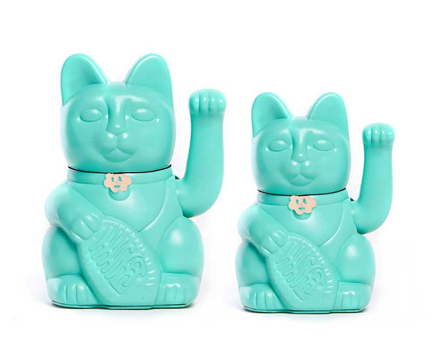 Lucky cat color turquesa