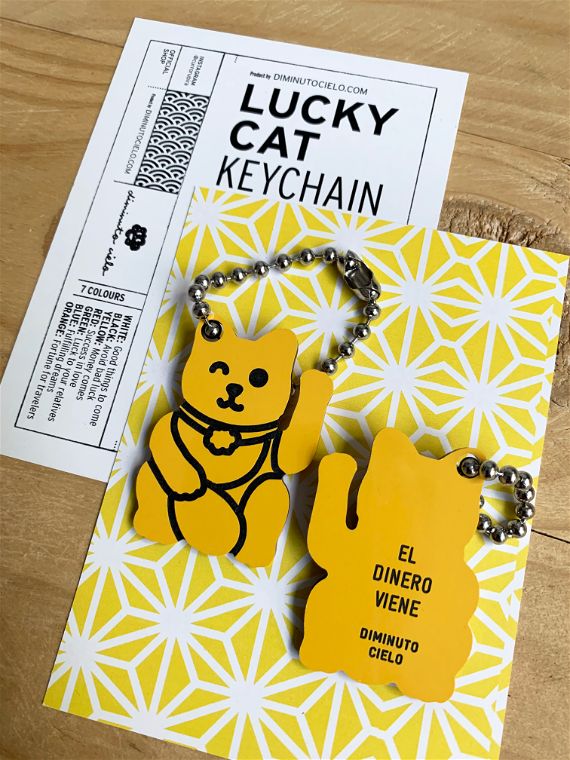 LLAVERO DE LA SUERTE LUCKY CAT AMARILLO