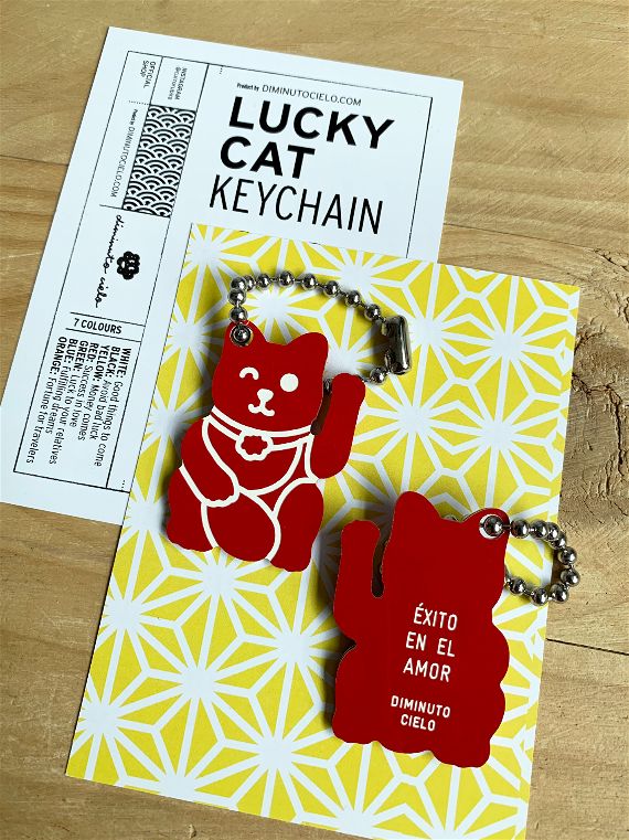 LLAVERO DE LA SUERTE LUCKY CAT ROJO