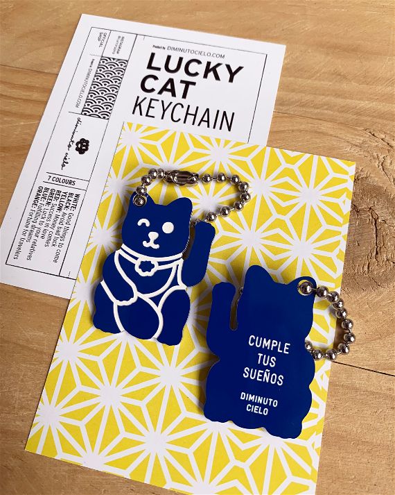 LLAVERO DE LA SUERTE LUCKY CAT AZUL