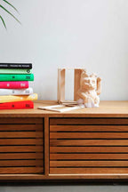 Gato de la Suerte de Madera Old White