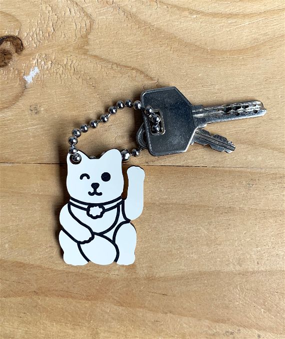 LLAVERO DE LA SUERTE LUCKY CAT BLANCO