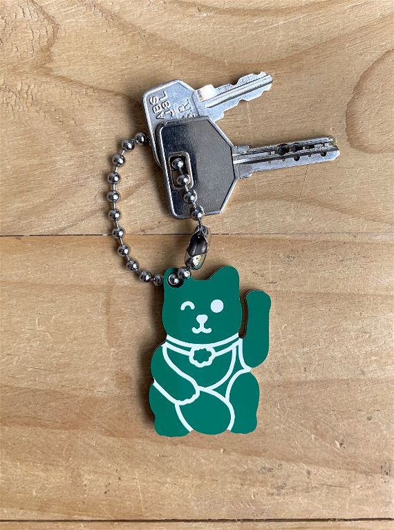 LLAVERO DE LA SUERTE LUCKY CAT VERDE