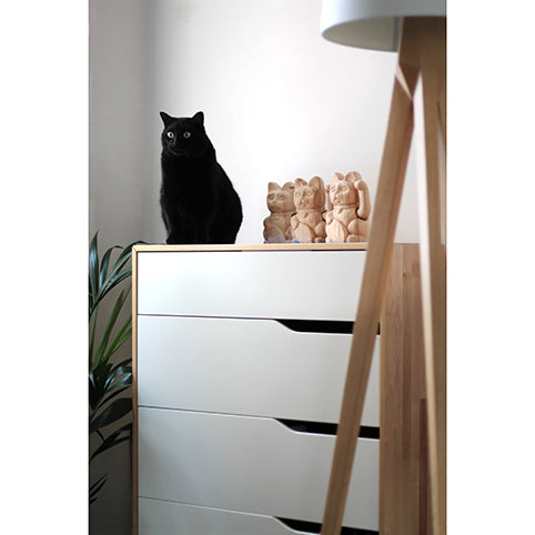 Lucky cat gato de la suerte de madera