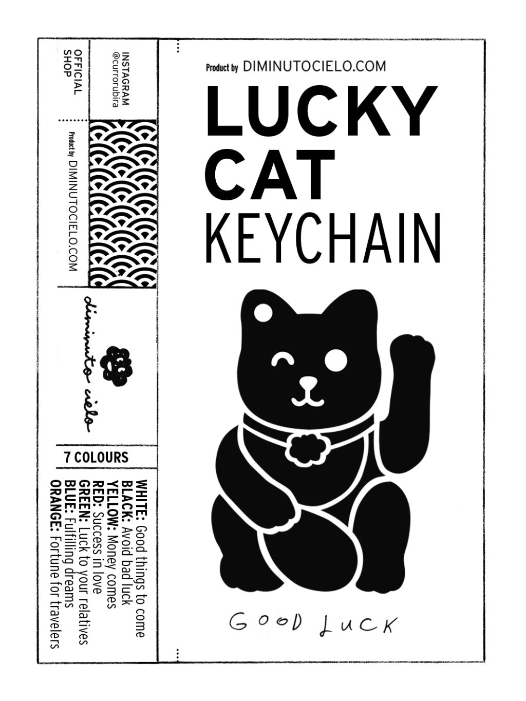 LLAVERO DE LA SUERTE LUCKY CAT AMARILLO